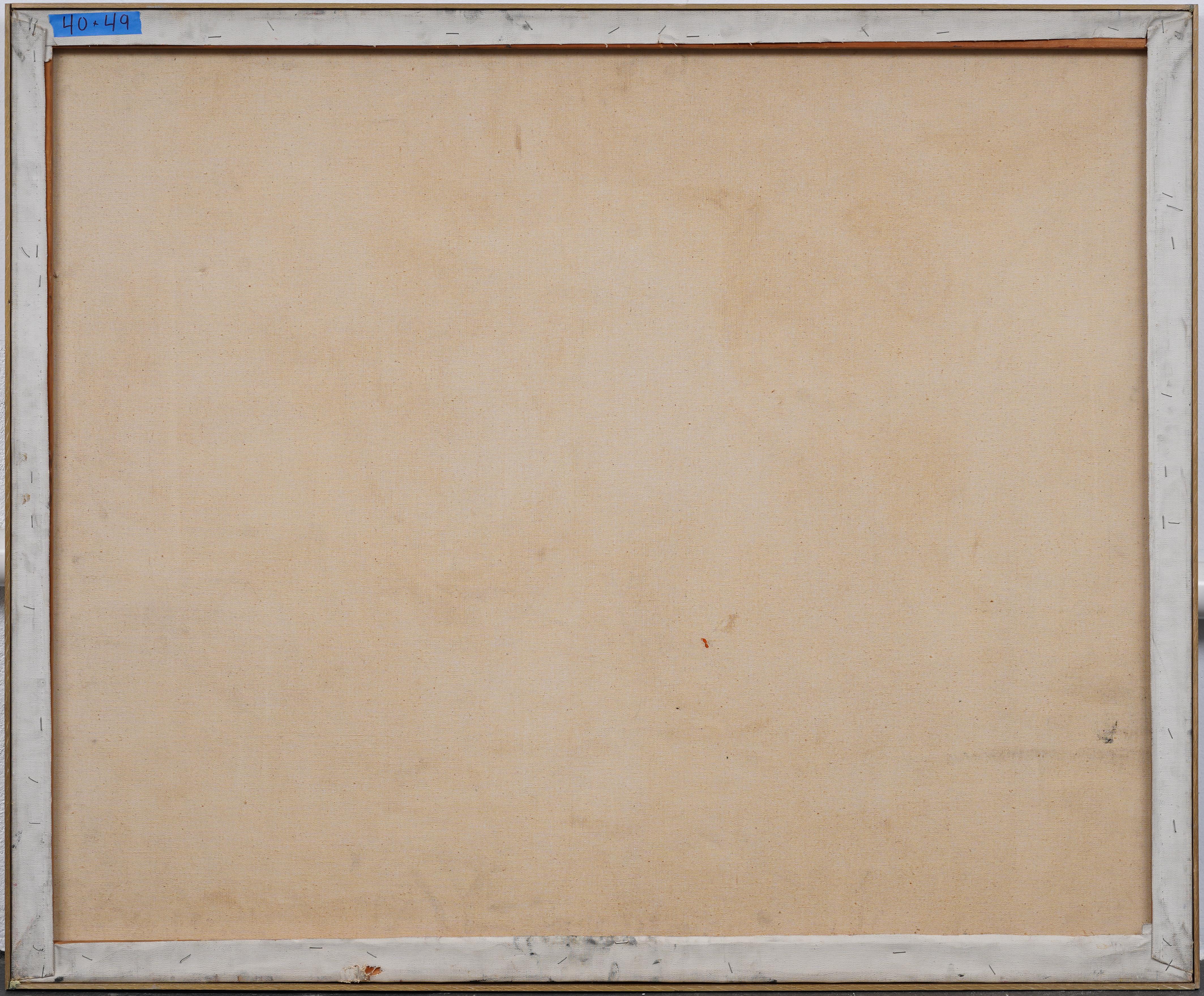 Antiguo cuadro al óleo americano modernista expresionista abstracto grande enmarcado en venta 1