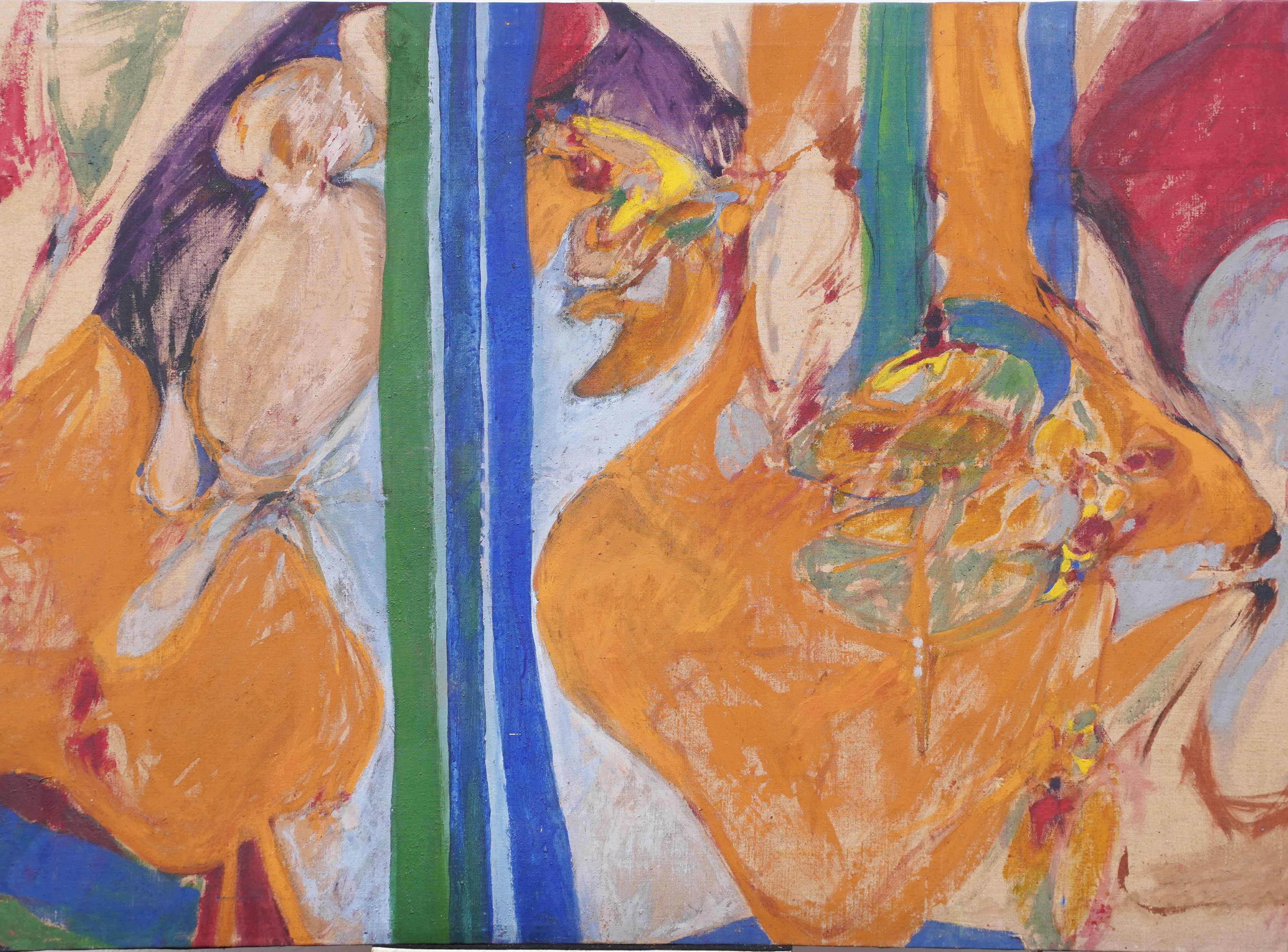 Monumental Antique American Woman Artist Modernist Abstract Signed Oil Painting For Sale 3
