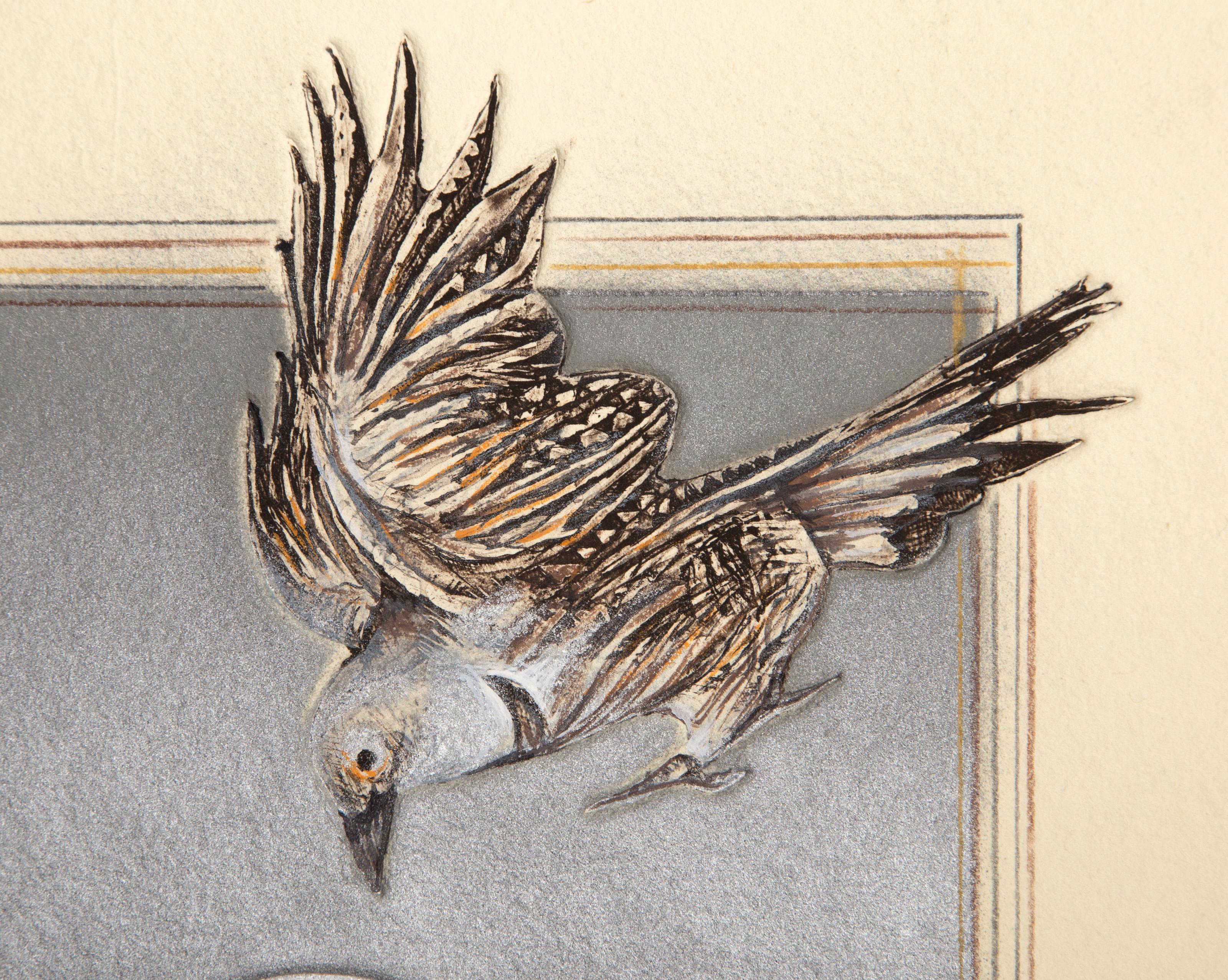 Bird and Moon, Surrealist Etching by Rita Simon (aka Atirnomis) For Sale 3