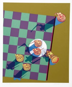 Knight Moves, Surrealistischer Siebdruck von Rita Simon