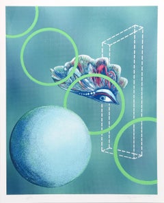 Paysage réfléchi (Lune bleue), sérigraphie de Rita Simon