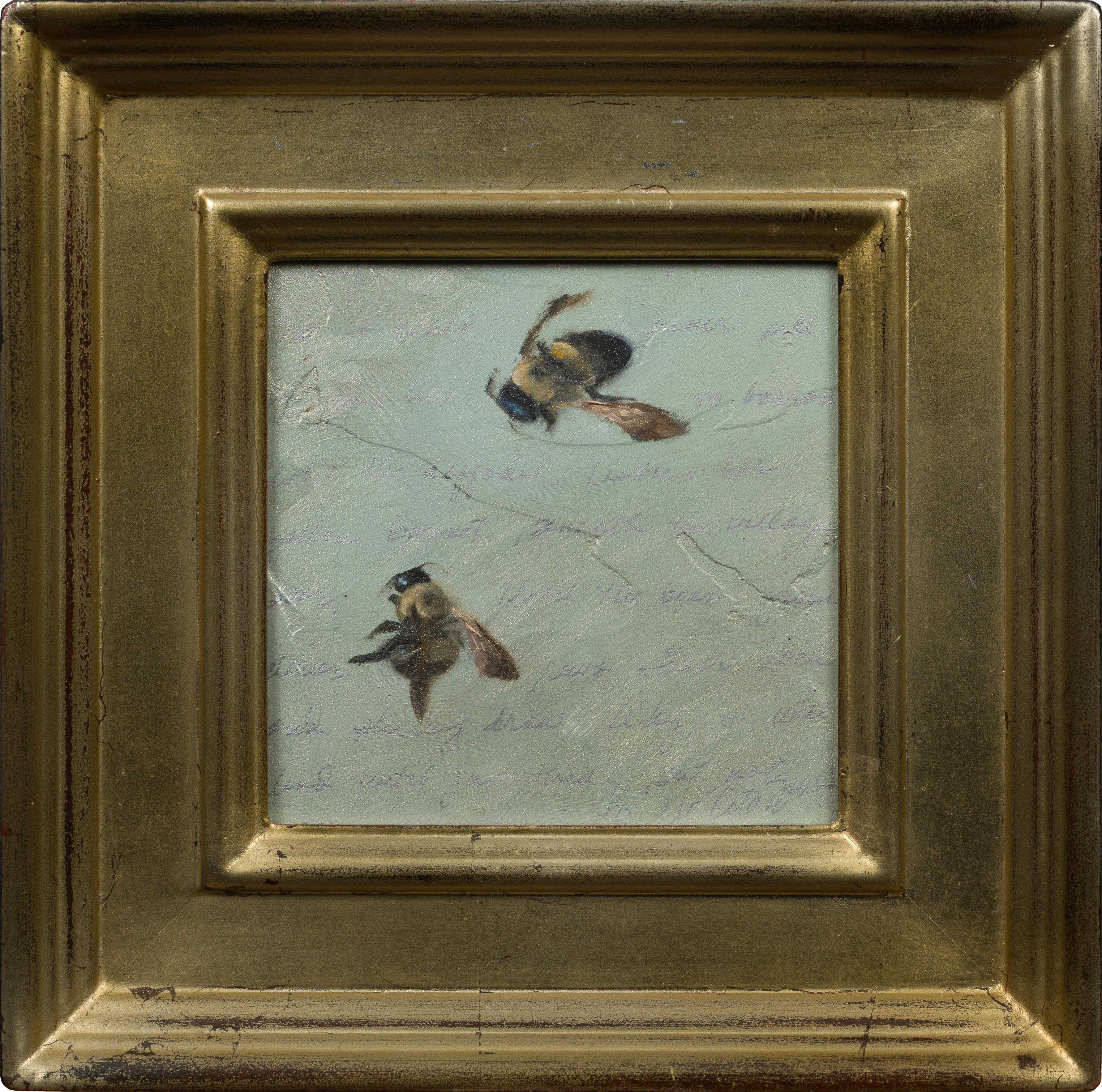 Stümperhafte Bienen (Grau), Animal Painting, von Rita Spalding