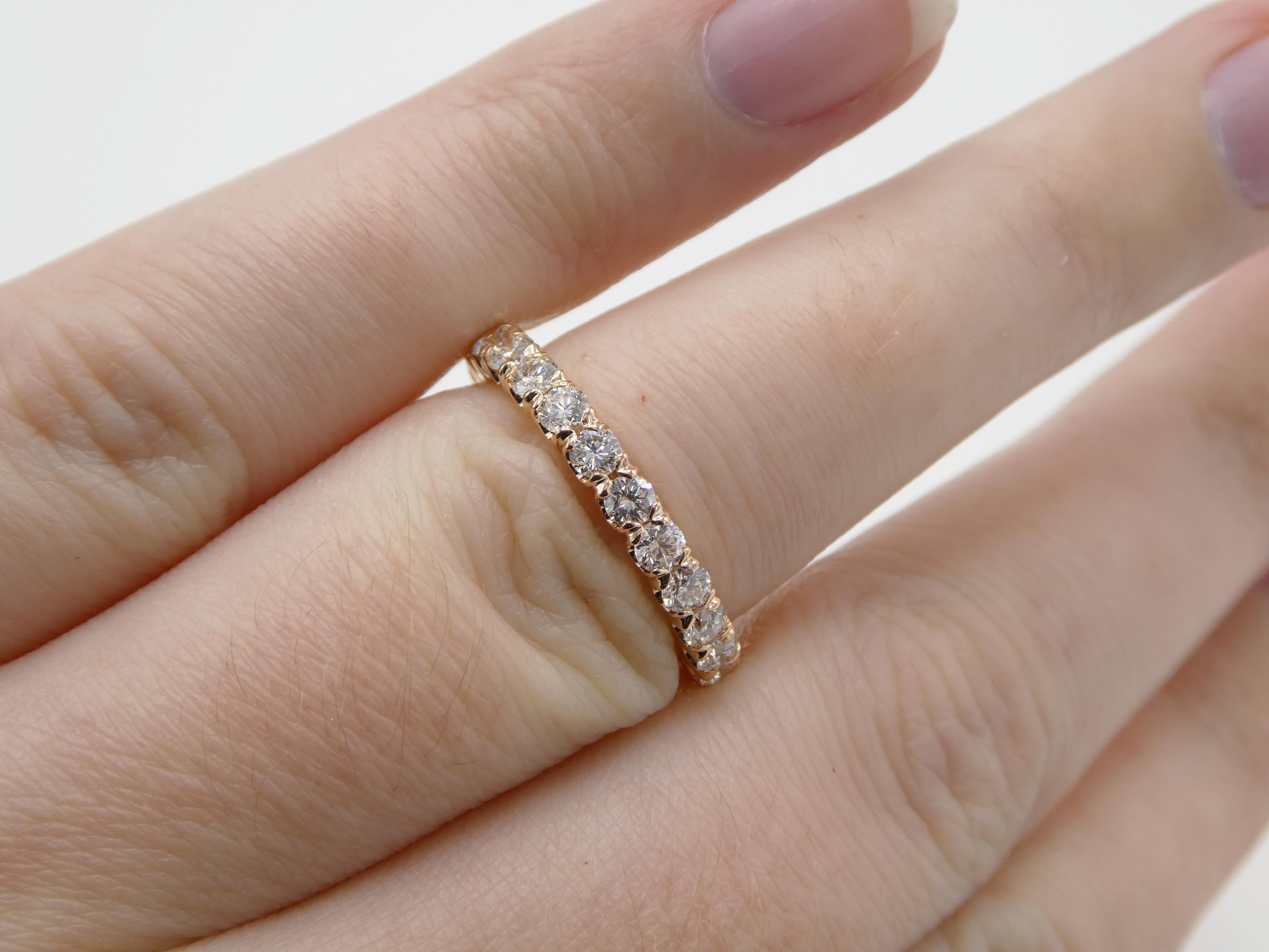 Round Cut Ritani 1.25 Carat Round Brilliant Cut Diamond 18 Karat Gold Eternity Band Ring For Sale