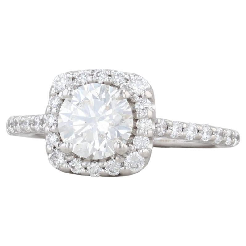 Ritani 1.44ctw Diamond Halo Engagement Ring 14k White Gold Sz 5 Round Brilliant For Sale