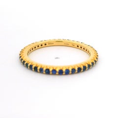 Ritani 18k Gold Round Brilliant Royal Blue Sapphire Eternity Band Ring Size 10