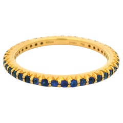 Ritani 18k Gold Runde Brillant Royal Blue Sapphire Eternity Band Ring Größe 10