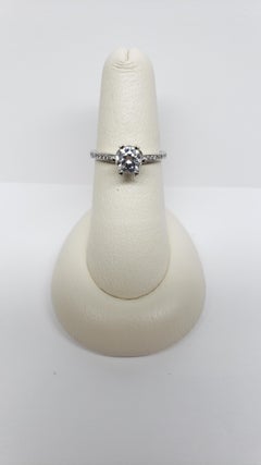 Ritani 18 Karat White Gold 6 Prong and Pave Set Diamond Semi Mount