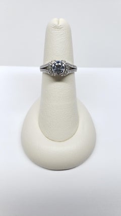Ritani 18 Karat White Gold Split Shank Half Bezel Semi Mount
