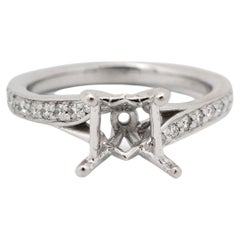 Used Ritani 18K White Gold Square Shaped Diamond Semi Mount Engagement Ring