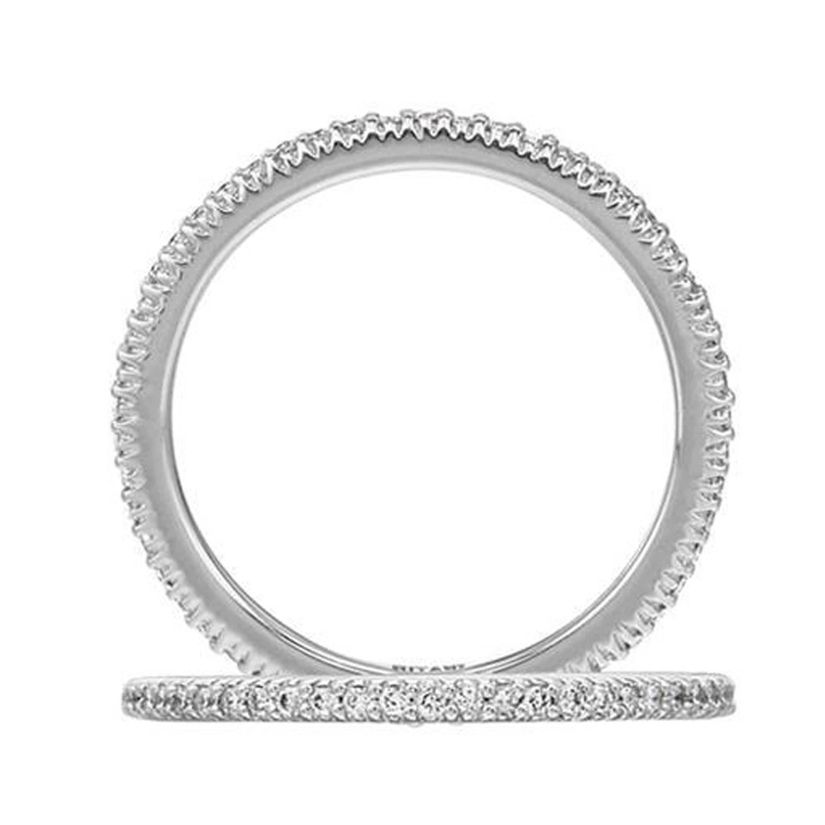 Taglio rotondo Anello Eternità a Fascia Sottile in Oro Bianco 18K Ritani - Stile #33700 - Misura 6.75 in vendita