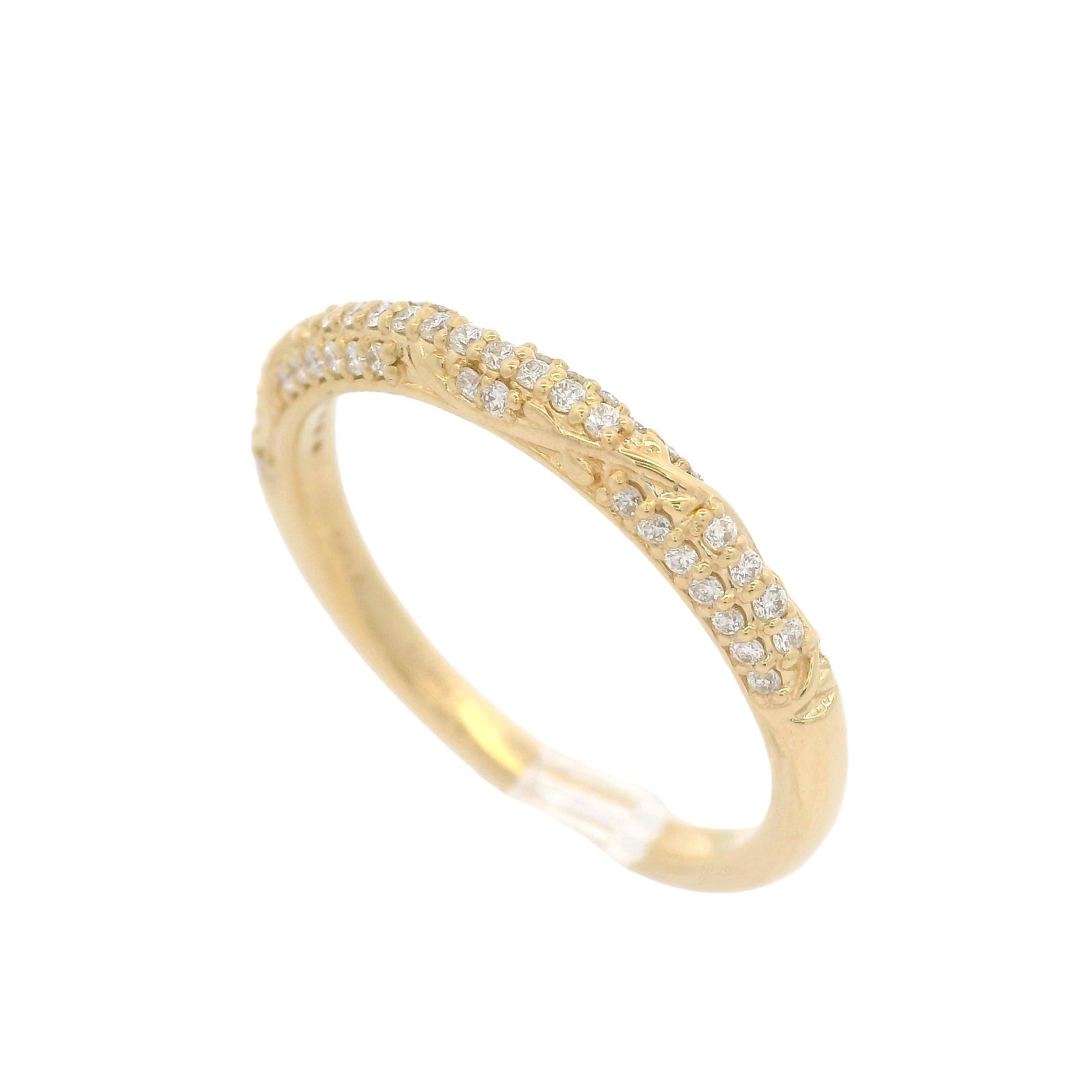 Women's Ritani 18k Yellow Gold 0.22ctw Diamond Three Row Vine Design Band Ring For Sale