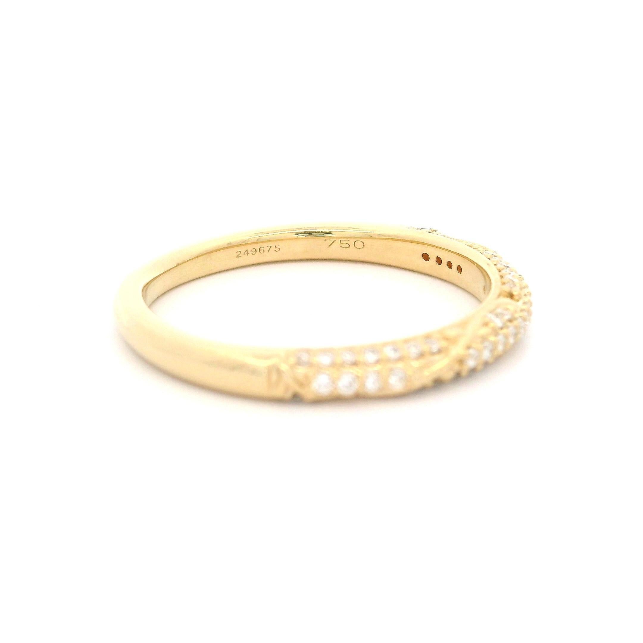 Ritani 18k Yellow Gold 0.22ctw Diamond Three Row Vine Design Band Ring For Sale 3