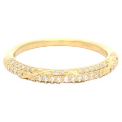 Ritani 18k Yellow Gold 0.22ctw Diamond Three Row Vine Design Band Ring