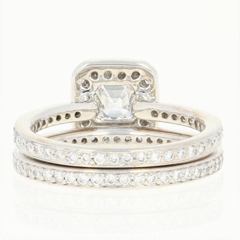 Ritani .93 Carat Asscher Diamond Halo Ring and Wedding Band 950 Platinum 1