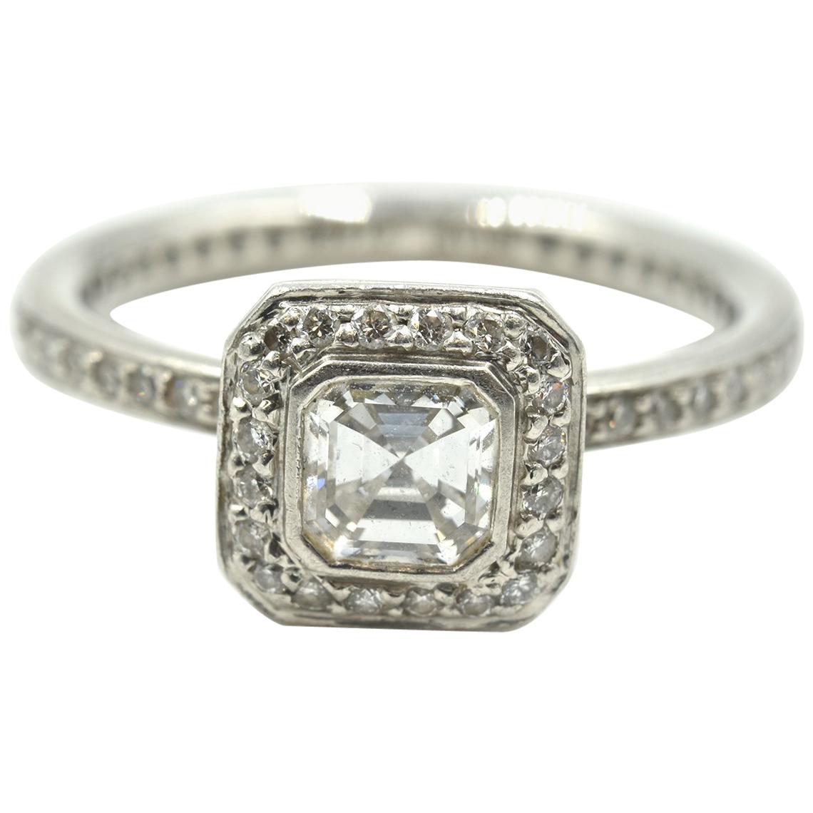 Ritani Asscher Cut 0.42 Carat Diamond Platinum Engagement Ring
