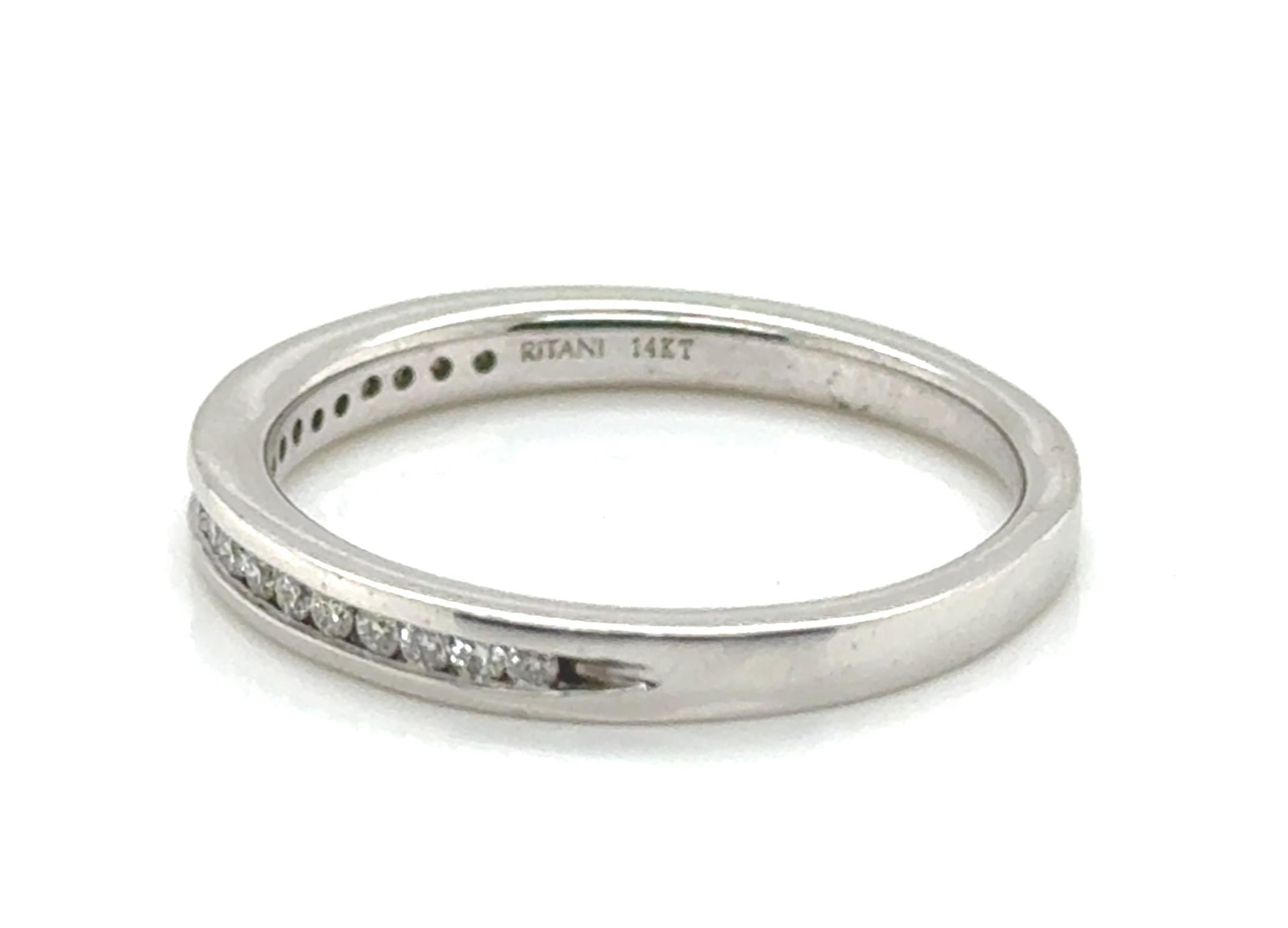 Ritani Channel Set Diamond Wedding Ring Band .15ct Mined 14K Brand New In New Condition For Sale In Dearborn, MI