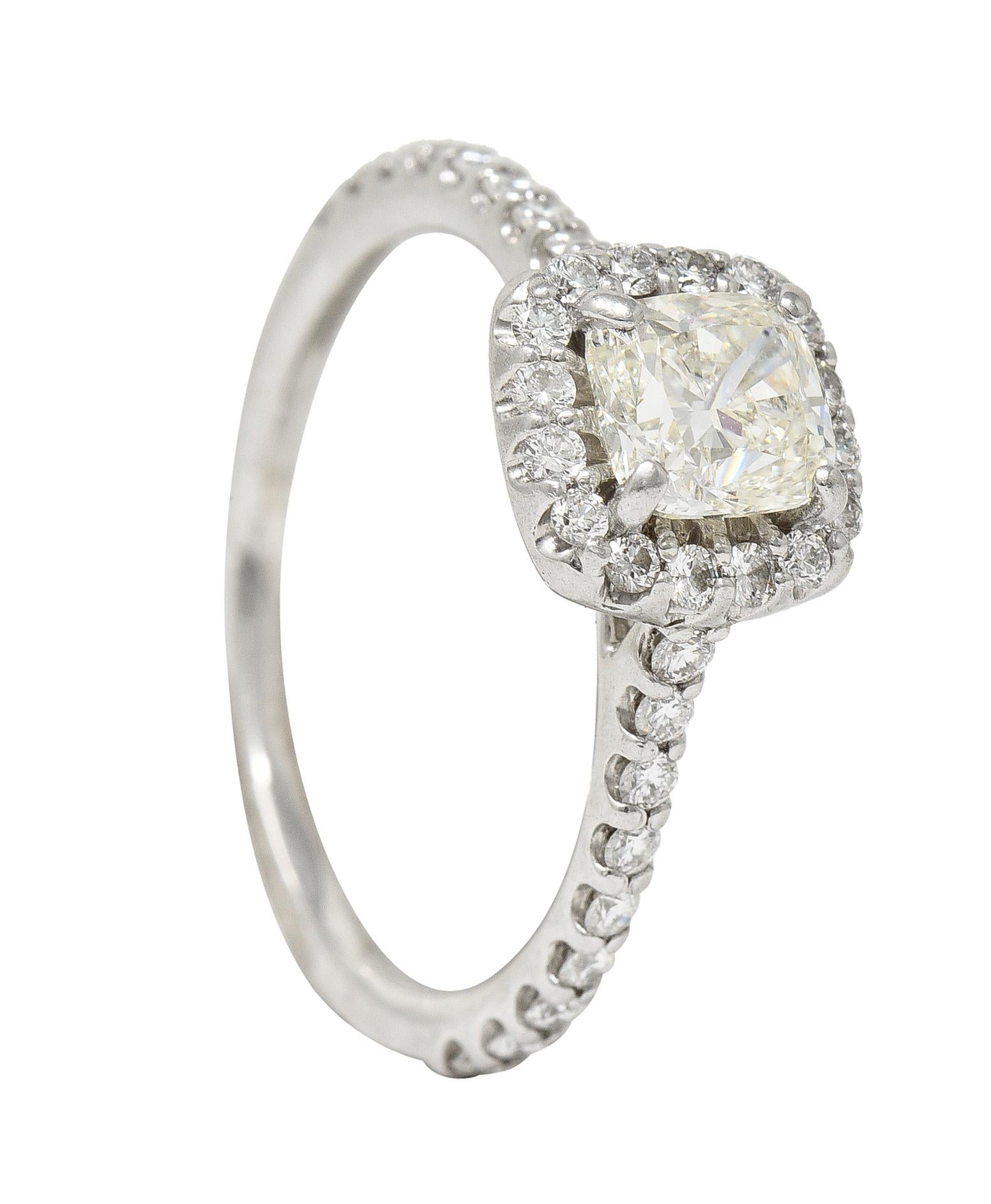 Ritani Contemporary 1.55 CTW Diamond 14 Karat Cushion Engagement Ring GIA For Sale 5