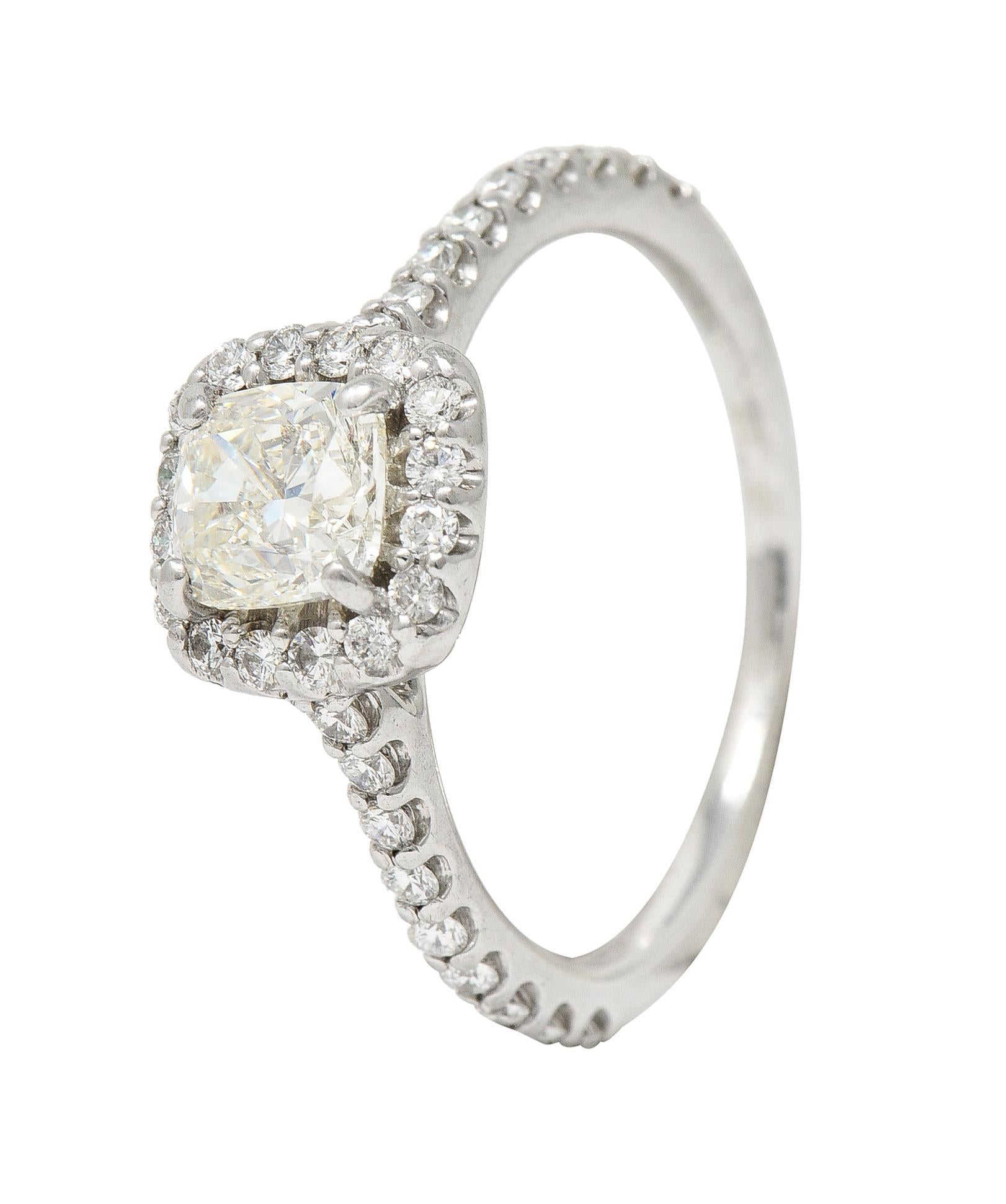 Ritani Contemporary 1.55 CTW Diamond 14 Karat Cushion Engagement Ring GIA For Sale 3