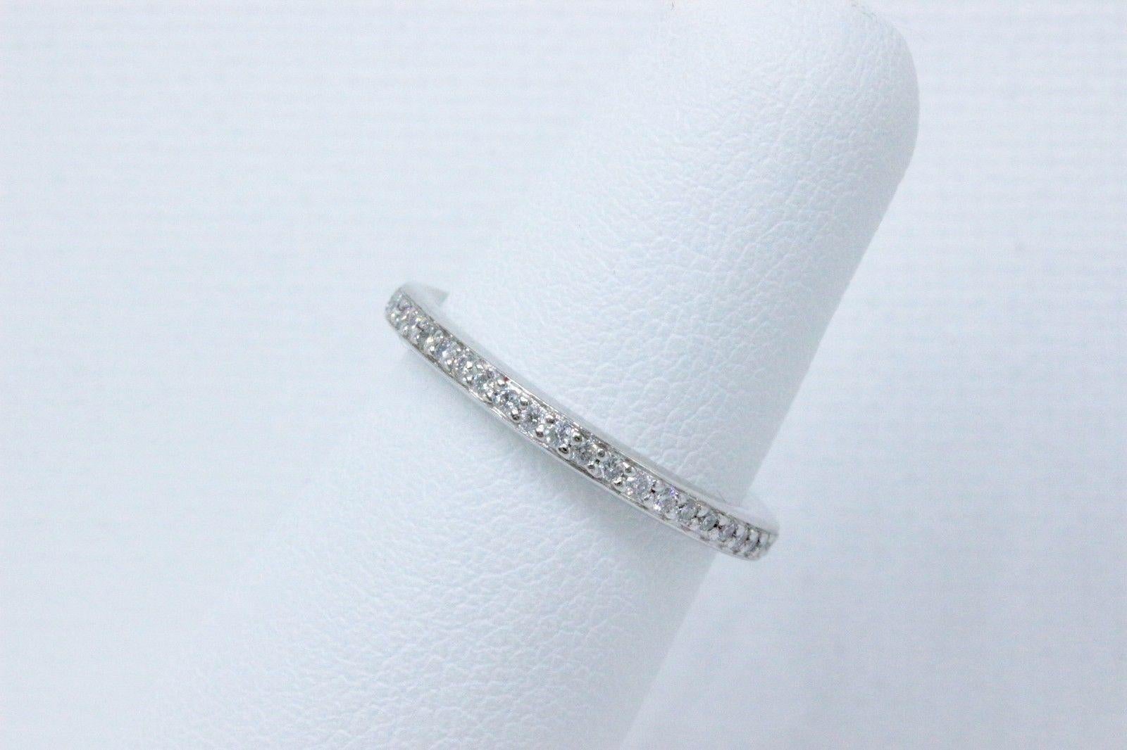 Women's or Men's Ritani Eternity Diamond Wedding Band Ring Micro Pave Set in Platinum For Sale