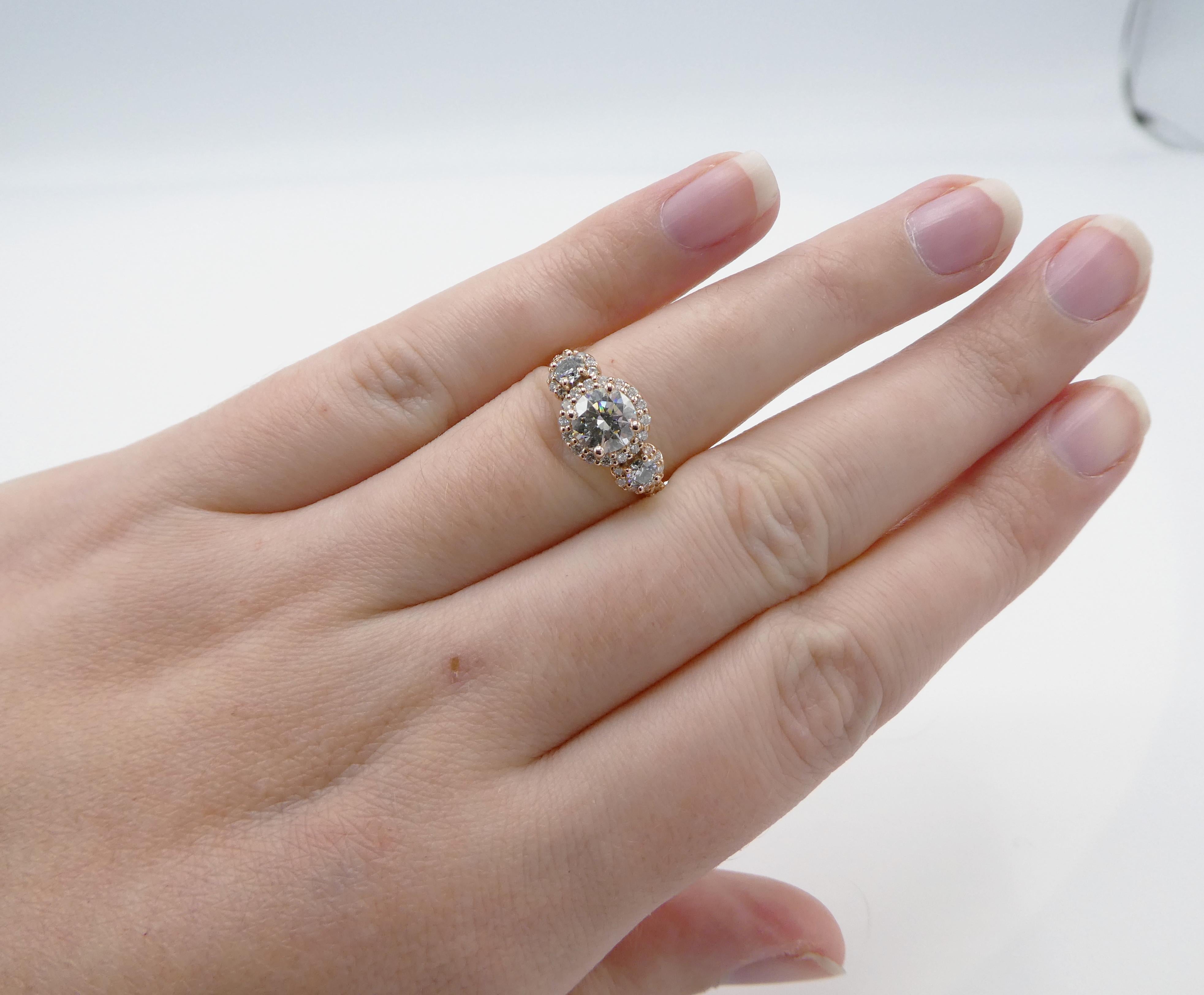 Ritani GIA Certified 0.75 Carat Round 3-Stone Halo Diamond Engagement Ring 1