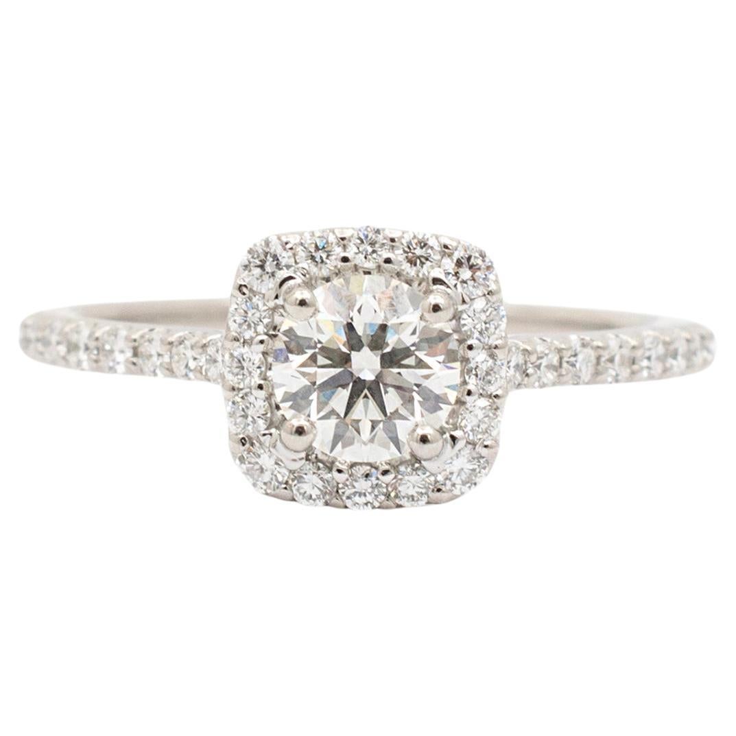Ritani Ladies 14K White Gold Halo Accented Diamond Engagement Ring
