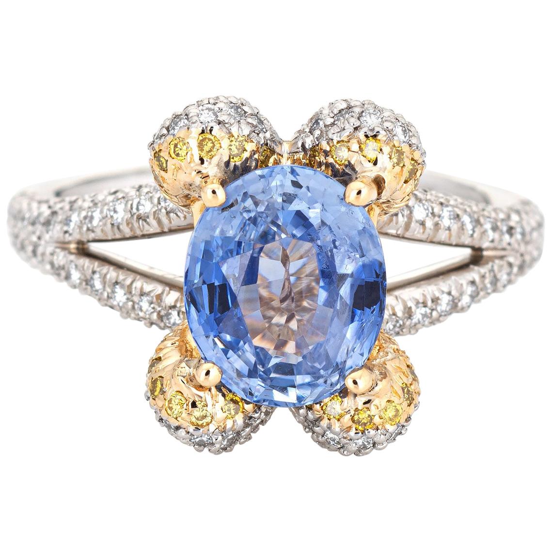 Ritani Natural Cornflower Blue Gemstone Engagement Ring Diamond Platinum For Sale