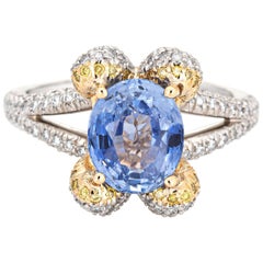 Ritani Natural Cornflower Blue Gemstone Engagement Ring Diamond Platinum