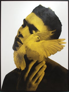 «Pesada como la fuerza que nos une», pintura al carboncillo sobre acrílico, enmarcada
