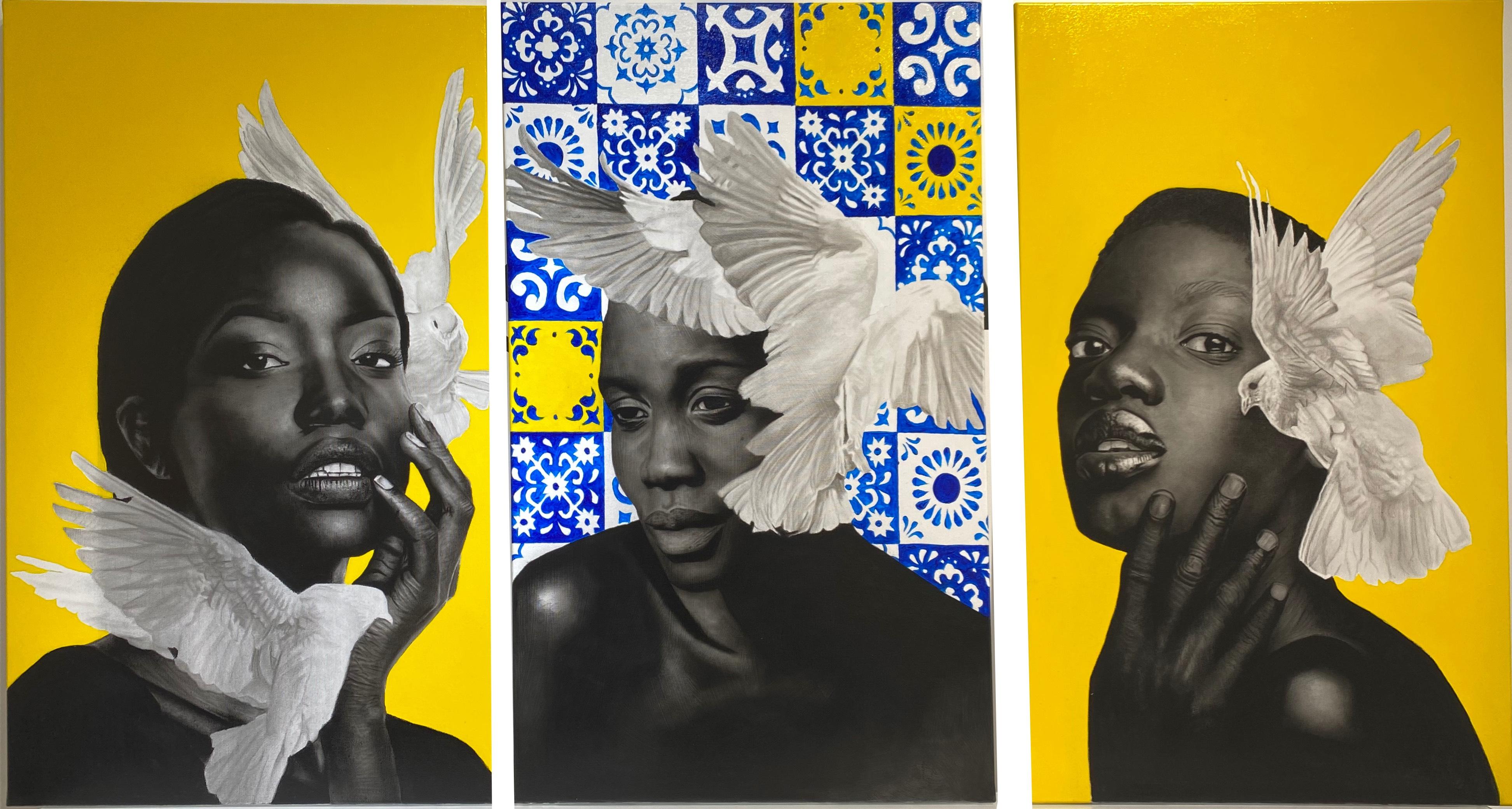 Ritchelly Oliveira Portrait Painting - Intimidade (Triptych)
