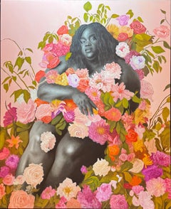 Ritchelly Oliveira, „As Flores que Eu Plantei I“, 2024, Kohle- und Ölgemälde