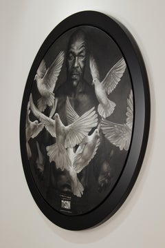 Tyson, Charcoal Painting on Canvas, Contemporary, Framed, 116 cm