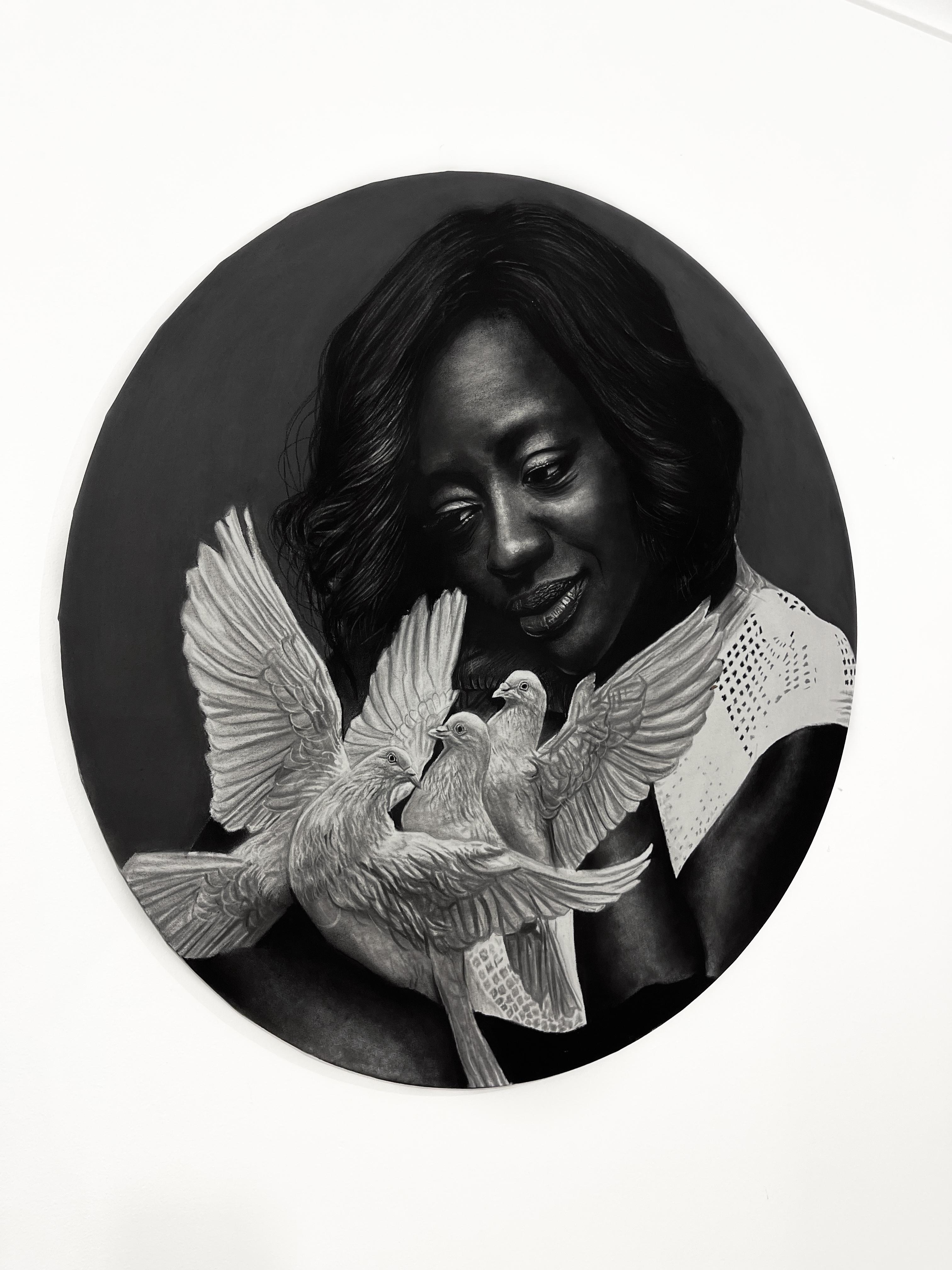 Viola und die Vögel, 2025 - Ritchelly Oliveira (figurativ) im Angebot 1