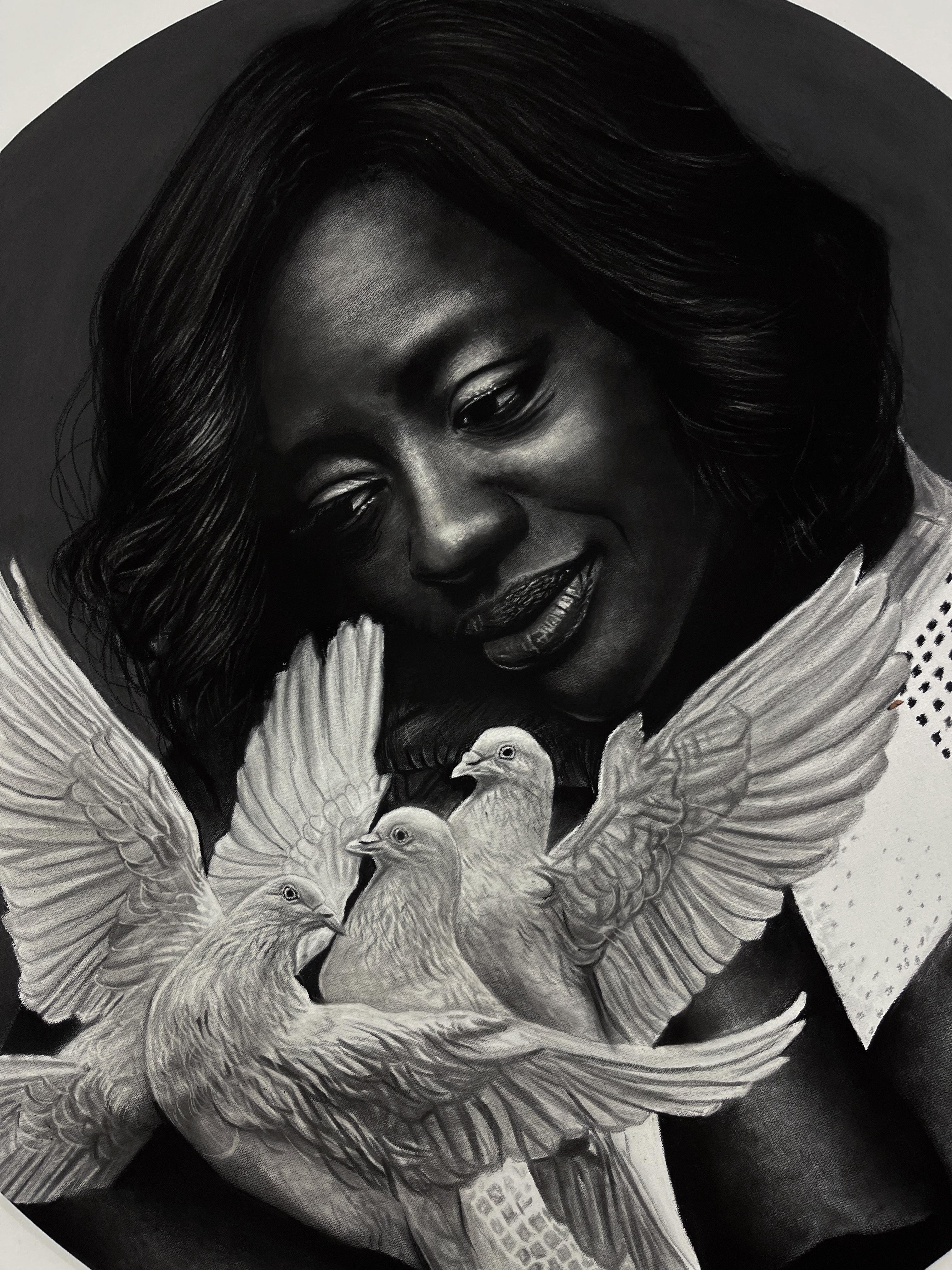 Viola und die Vögel, 2025 - Ritchelly Oliveira (figurativ) im Angebot 2