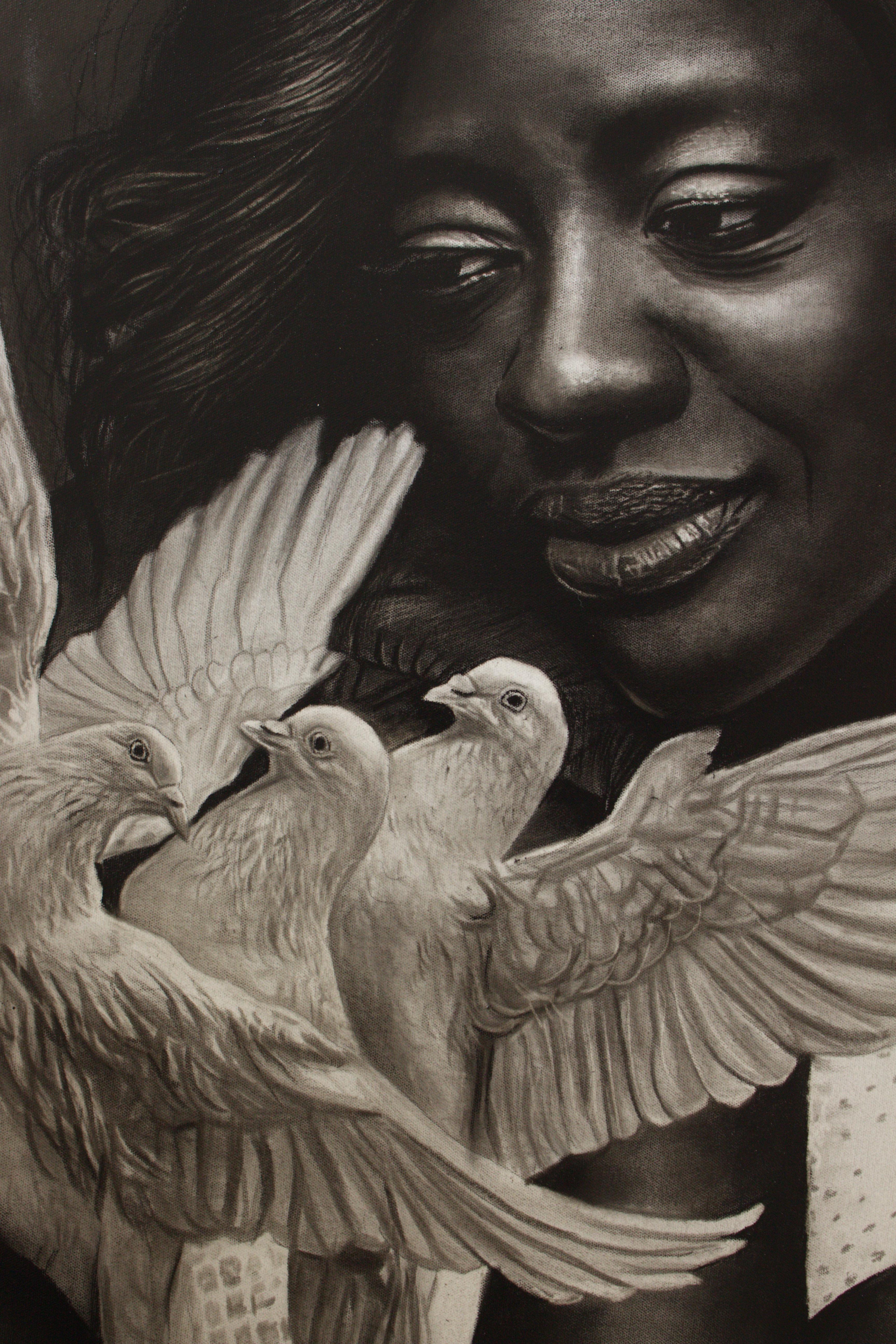 Viola und die Vögel, 2025 - Ritchelly Oliveira (figurativ) im Angebot 5