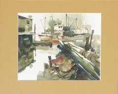 First Light on the Harbor, Vintage Watercolor