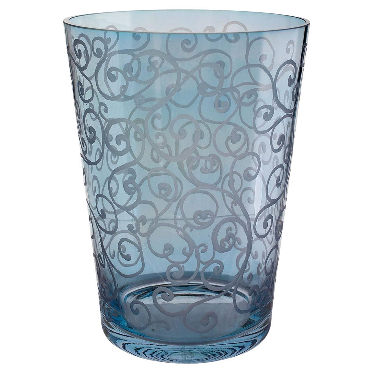Ritmica Blue Glass Vase by Griffe Montenapoleone by Vetrerie di Empoli