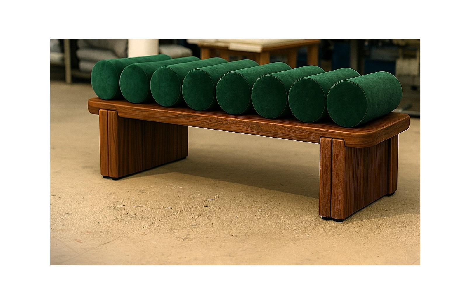 Panchina Ritmo con base in noce e cuscini a rullo in velluto di Mondo Design/One in vendita 4