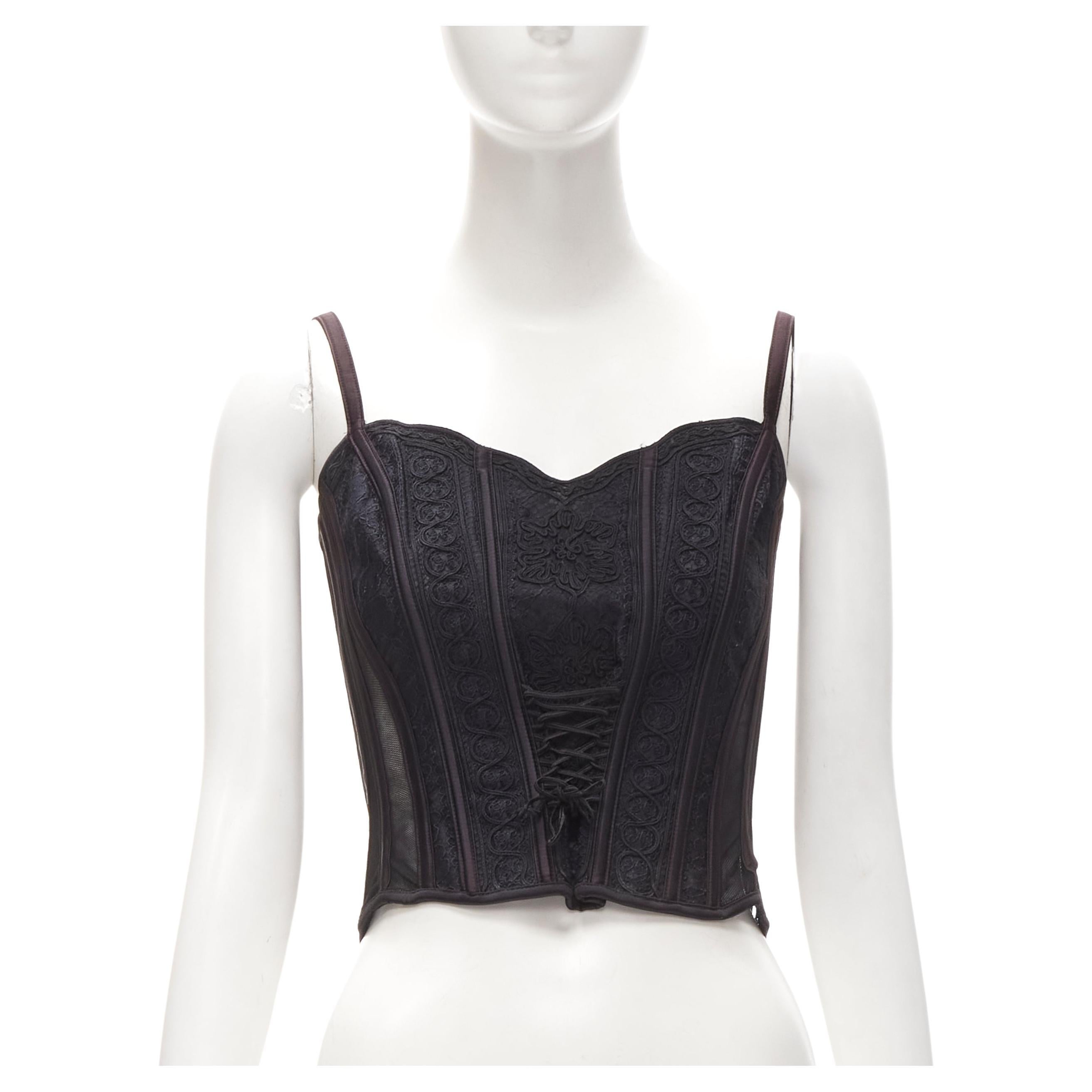 RITMO DI PERLA LA PERLA Vintage black embroidery boned corset top IT40 S
