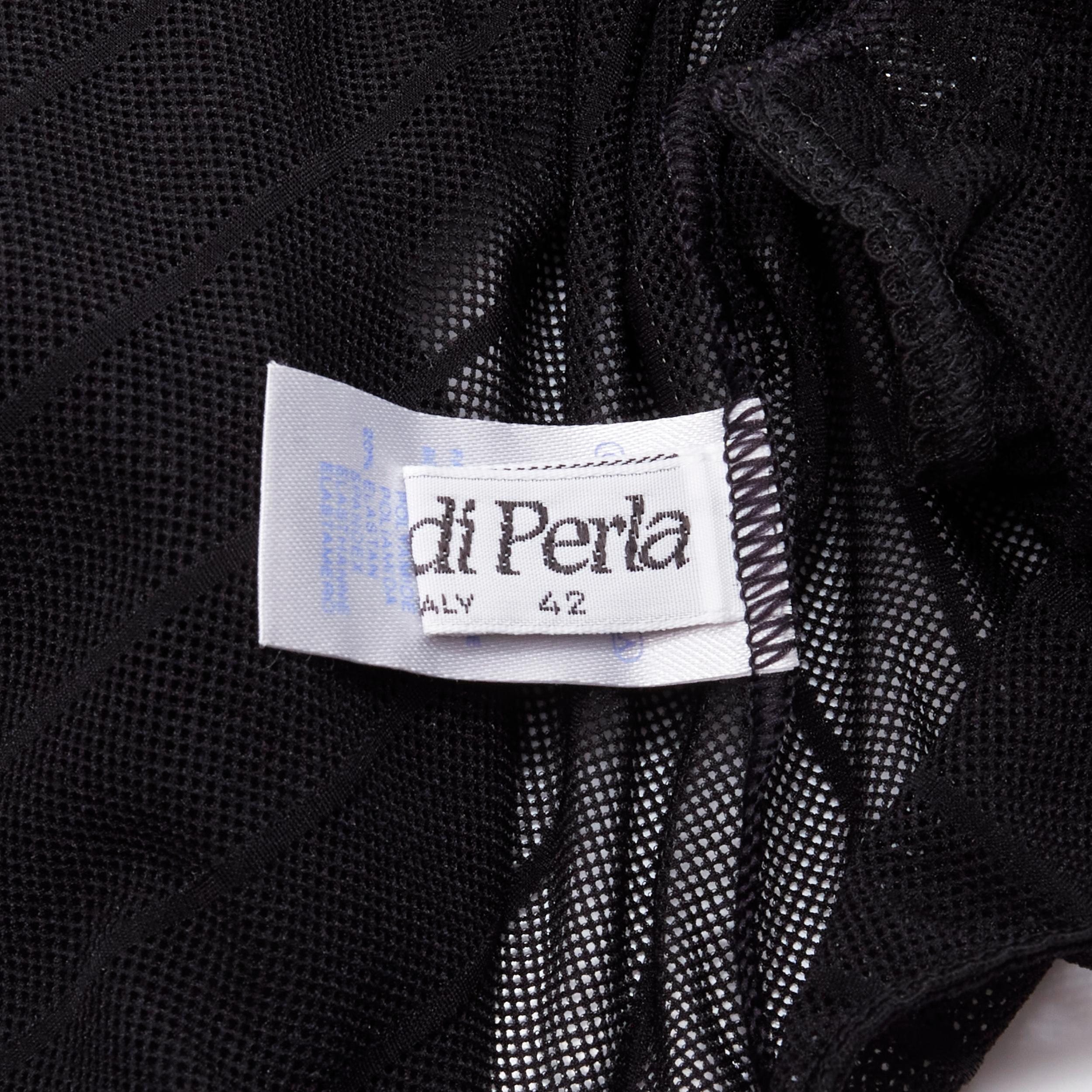 RITMO DI PERLA LA PERLA Vintage black embroidery tie scarf sheer bodysuit IT42 M 6