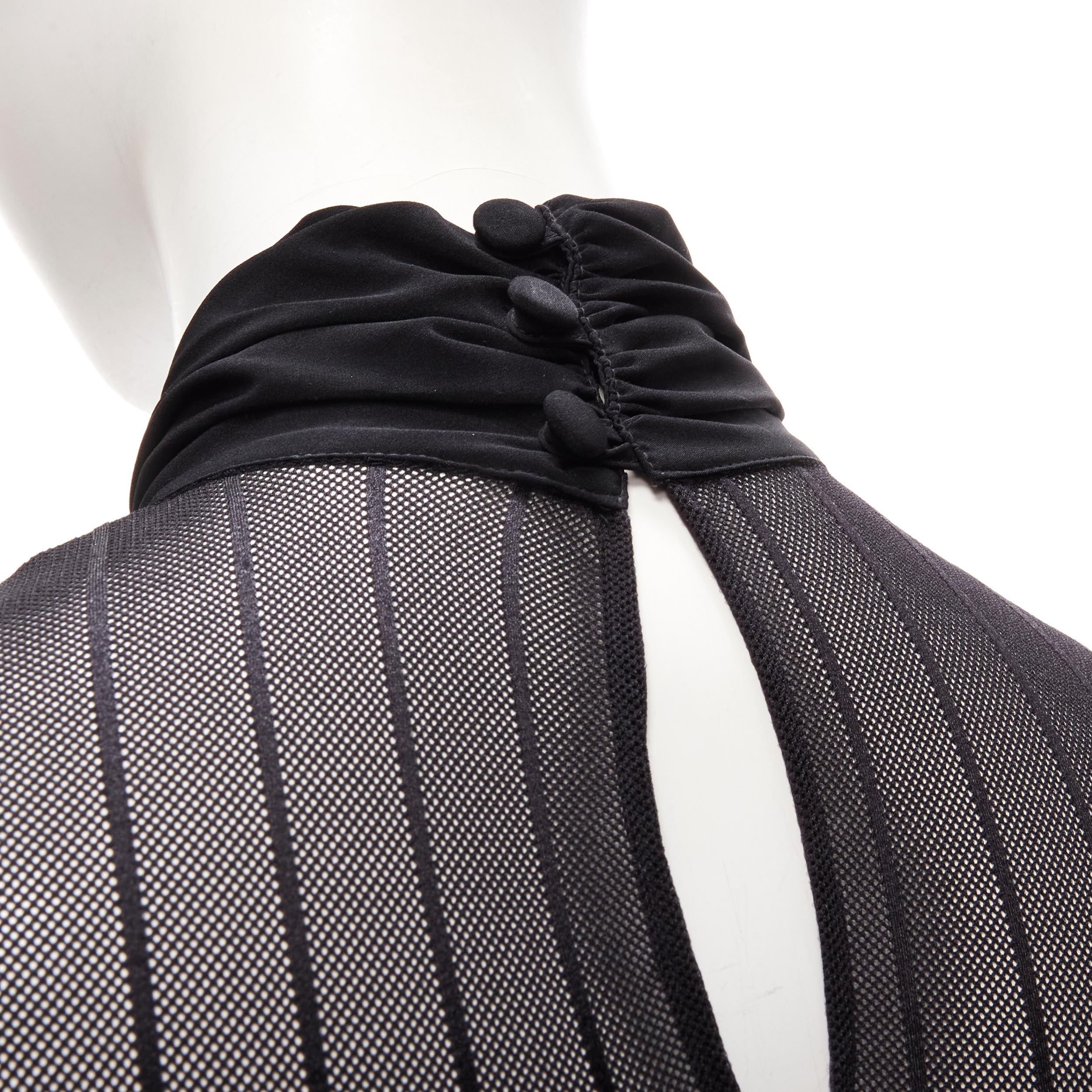 RITMO DI PERLA LA PERLA Vintage black embroidery tie scarf sheer bodysuit IT42 M 5