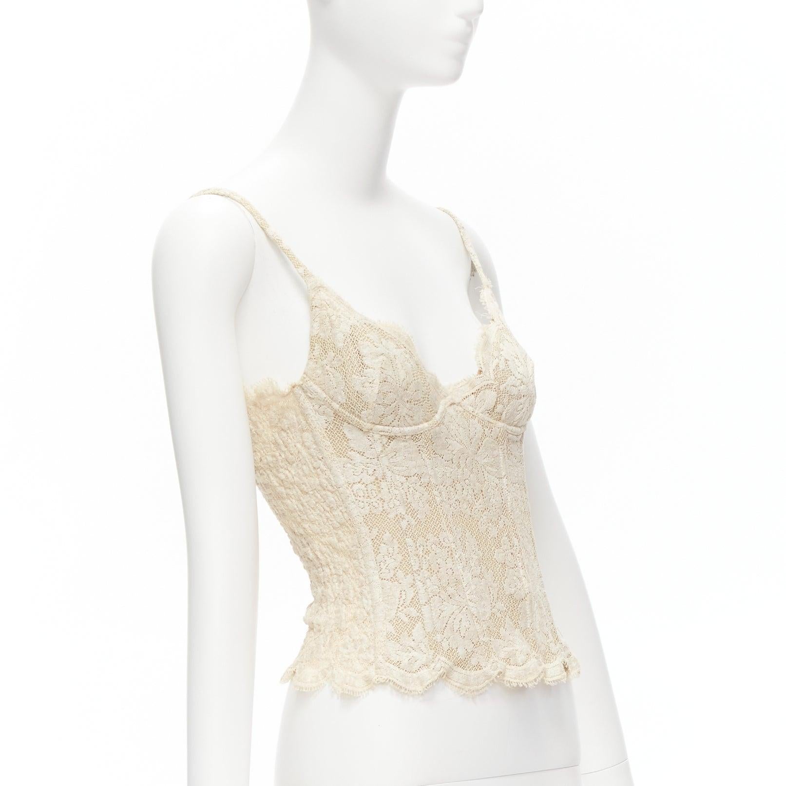 RITMO DI PERLA La Perla Vintage cotton blend lace boned corset bust top IT42 M In Excellent Condition In Hong Kong, NT