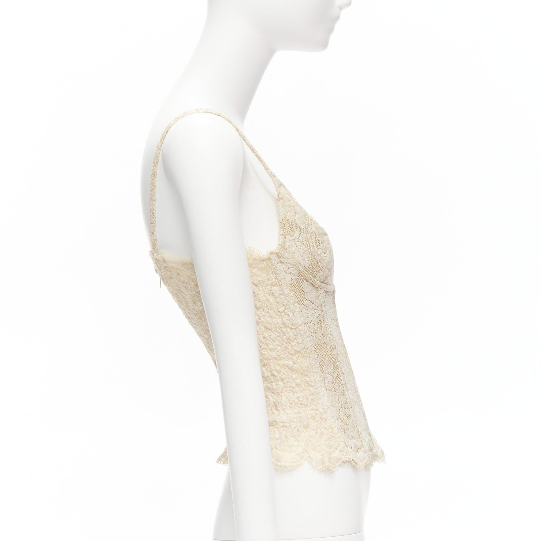 Women's RITMO DI PERLA La Perla Vintage cotton blend lace boned corset bust top IT42 M