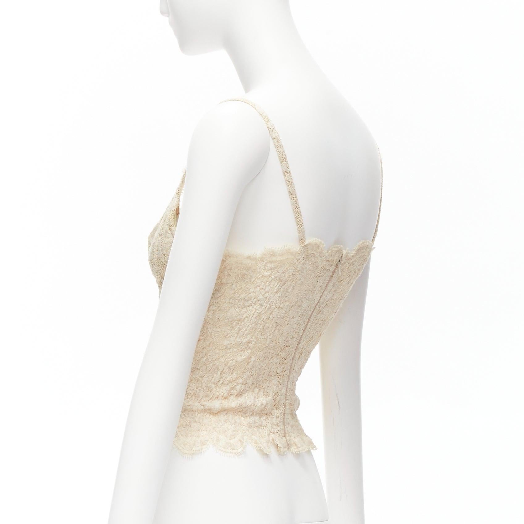 RITMO DI PERLA La Perla Vintage cotton blend lace boned corset bust top IT42 M 2