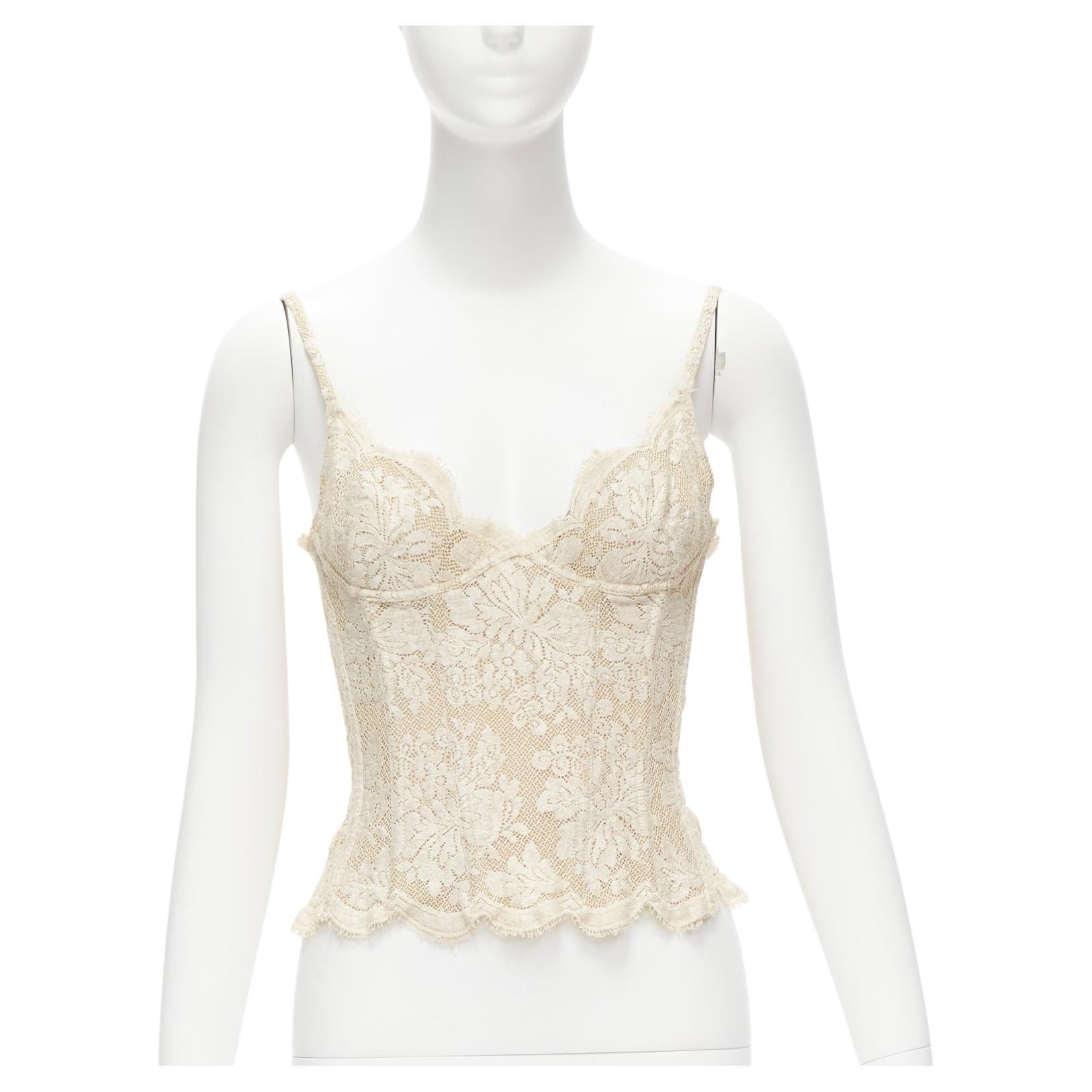 RITMO DI PERLA La Perla Vintage cotton blend lace boned corset bust top IT42 M