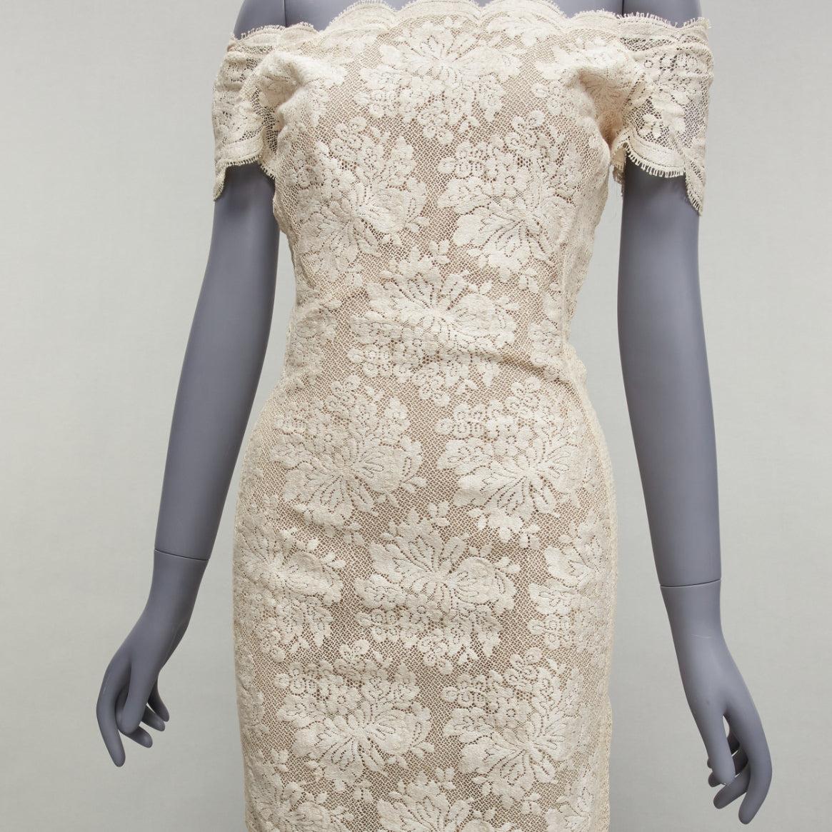 RITMO DI PERLA La Perla Vintage lace scallop edge off shoulder dress IT42 M 2