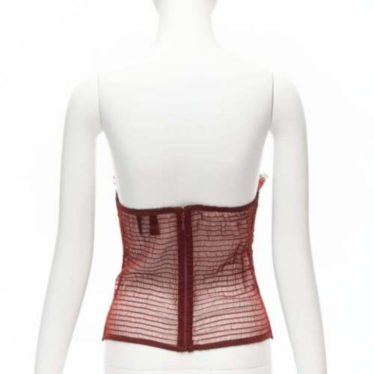 De las mujeres RITMO DI PERLA La Perla Vintage corsé corpiño de encaje rojo negro con cuentas IT46 XL en venta
