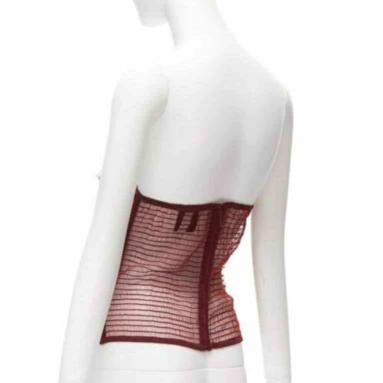 RITMO DI PERLA La Perla Vintage corsé corpiño de encaje rojo negro con cuentas IT46 XL en venta 1