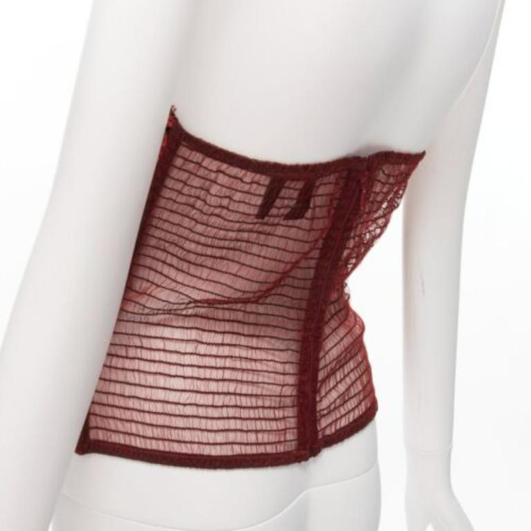 RITMO DI PERLA La Perla Vintage corsé corpiño de encaje rojo negro con cuentas IT46 XL en venta 2