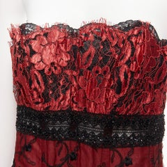 RITMO DI PERLA La Perla Vintage red black beaded lace lurex sheer corset bustier