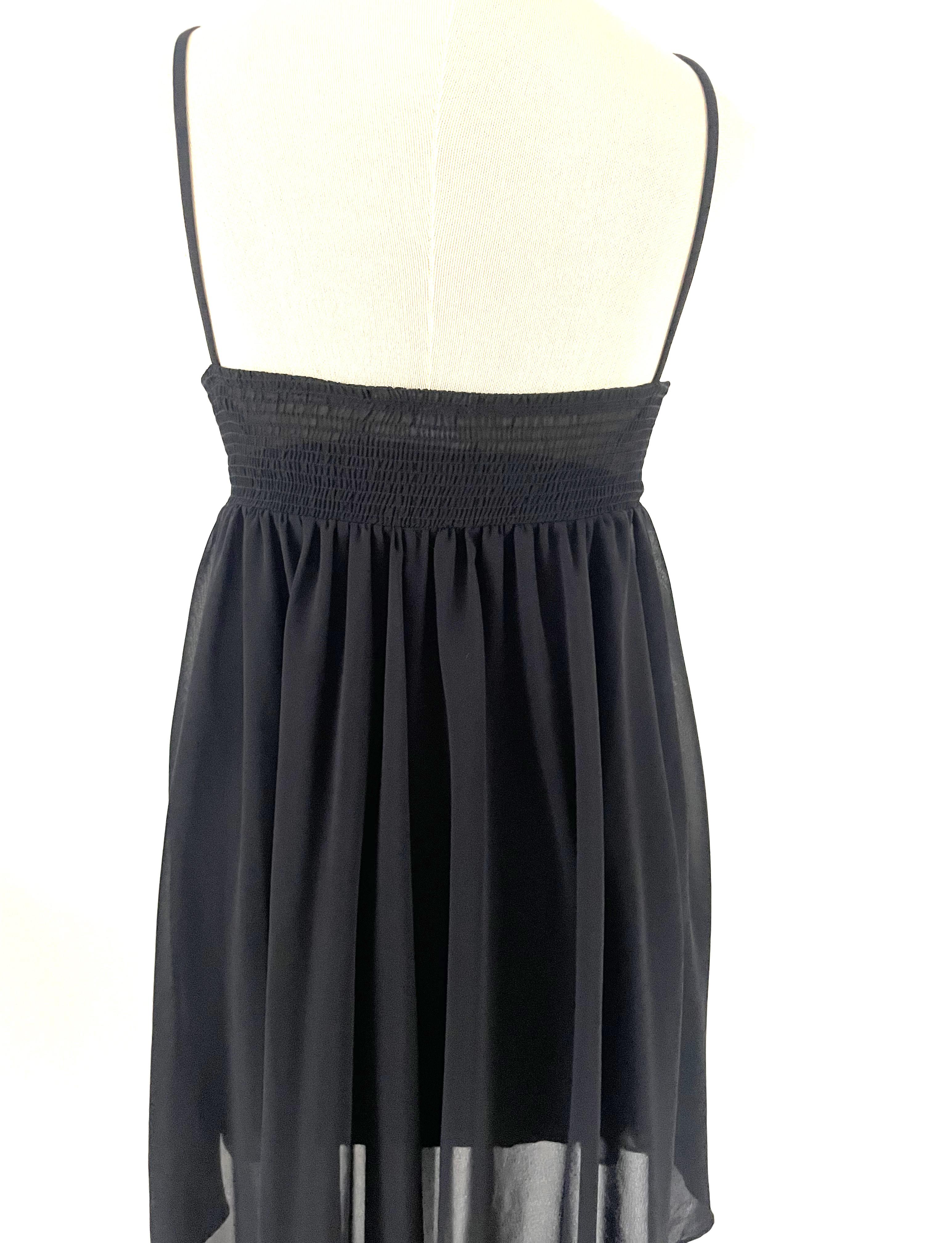 Women's Ritmo di Perla Vintage Black cocktail dress with Chiffon overlay Sequin Beads For Sale